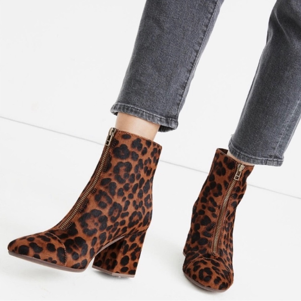 Madewell Amalia Zip Boot in Leopard Calf Hair